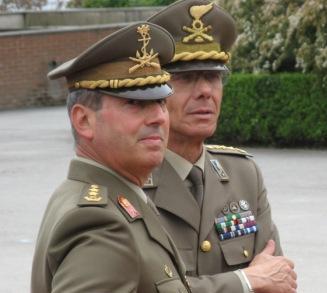 (Left) A Lieutenant Colonel of the Serenissima Lagoon Regiment; (right) A colonel of the Artillery, as indicated on his hat by the crossed cannons above a small tank.