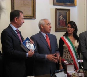 (L to r) H.E. Giampaolo Scarante, Italian Ambassador to Greece, the mayor of Corfu, and the President of the City Council of Venice.
