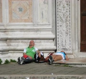 Catching some rays at the entrance to the church of San Zaccaria.