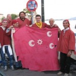 A contingent from Spelonga joined in, with a replica of the Turkish  battle flag which one of their ancestors brought home from the battle.  The original doesn't travel.