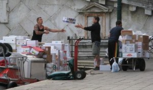 Despite the shortage of services, there will be no slowdown in the delivery of goods.  On the morning of the Last Judgment there will be tattooed men all over Venice loading up their handtrucks.