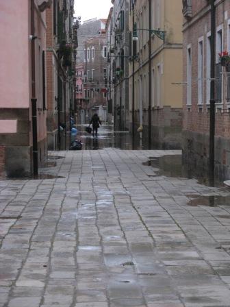 As you see, the streets of Venice are neither perfectly flat, nor a uniform height above sea level. Therefore reports of Venice being FLOODED are not very helpful. Is this street flooded?