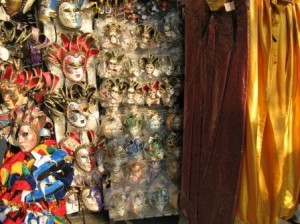 During Carnival nowadays, anybody who normally sells anything lays on a batch of souvenirs -- masks, capes and other stuff.