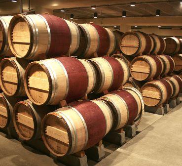Wine barrels at the Robert Mondavi winery, Napa Valley, presumably not washed by St. Peter's mother.  (Photograph: Sanjay Acharya). 