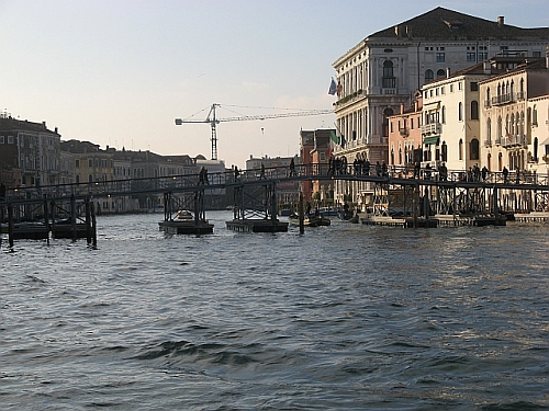 Just like the feast of the Redentore, a votive bridge is installed -- here spanning the Grand Canal. It is intended to carry the faithful piously over the water, but it's also an excellent vantage point for snapshots.